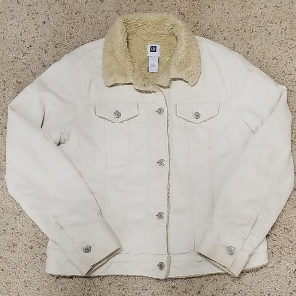GAP faux sherpa, trucker coat, size large